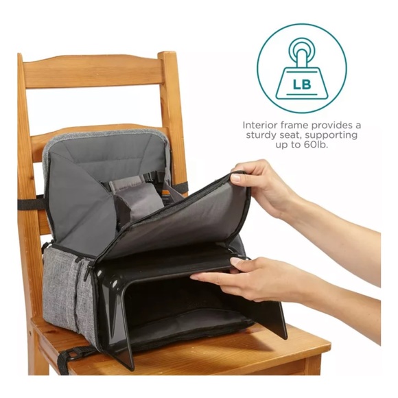 🎒CONTOURS // Explore 2-in-1 Portable Booster Seat and Diaper Bag (Graphite) - Picture 6 of 11